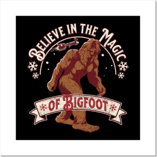 Believe in the Magic of Bigfoot Santa retro Posters and Art
